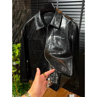 28762秋季男士新品翻领纯皮夹克皮衣外套高级感时尚休闲高品质帅