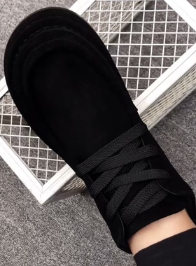 50890欧洲站冬季新款高帮加绒皮鞋男士韩版平底休闲磨砂皮皮鞋