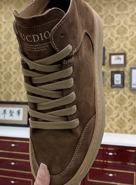 598头层牛皮休闲板鞋新款磨砂皮加绒男士黑色鞋透气韩版休闲男皮