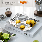 摩登MODERN轻奢风褶皱艺术果盘不锈钢水果盘家用装 饰摆乔迁礼物