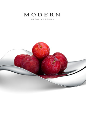 摩登MODERN欧式现代创意不锈钢水果盘碟轻奢风家居客厅茶几摆件