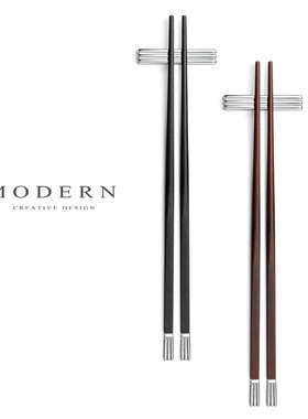 摩登MODERN轻奢高档新品黑檀尖头木筷子家用礼盒餐具乔迁新婚送礼