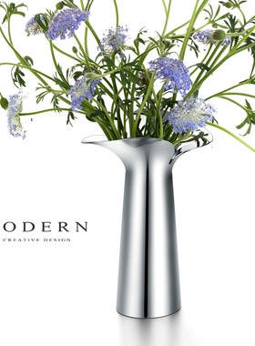 摩登MODERN北欧简约不锈钢花瓶轻奢样板房软装饰客厅摆件插花花器