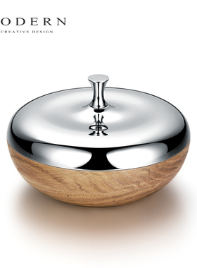 摩登MODERN轻奢北欧抛光不锈钢糖果置物收纳盒家居饰品摆件乔迁礼