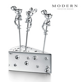 摩登MODERN北欧创意高档家用金属ins风轻奢可爱水果叉子装 饰摆件