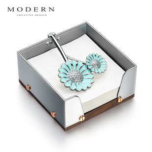 摩登MODERN原创雏菊轻奢不锈钢定点纸巾架纸巾盒抽纸盒样板房软装