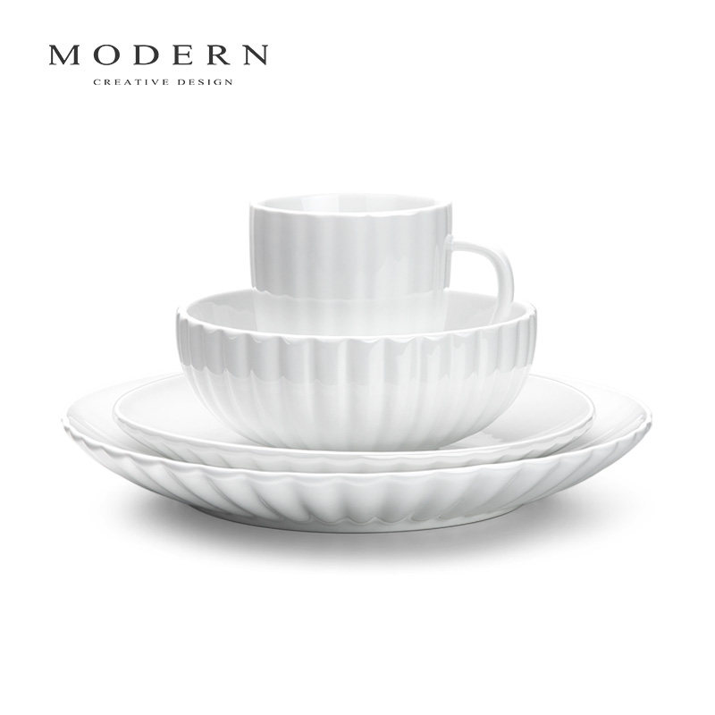 摩登MODERN轻奢白瓷餐具碗盆家用高级感白色盘碟沙拉菜盘乔迁礼物