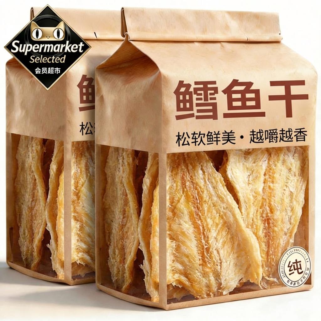 胖东来大连特产鳕鱼片超市店烤鱼片商家用孕妇无糖无淀粉无添加炭图片