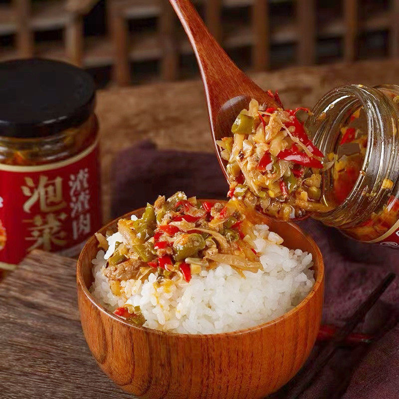 王婆家泡菜渣渣肉酸辣咸菜四川自制炒酸豆角萝卜碎米肉下饭菜即食