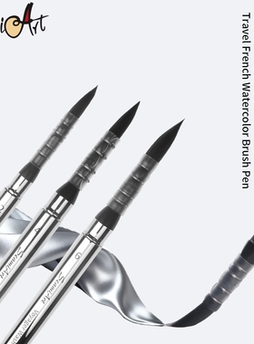 西米美术短杆拖把旅行笔仿灰松鼠毛水彩水粉油画专用笔圆锋笔头