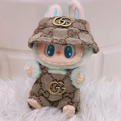 拉布布娃衣官方正品17cm挂件LABUBU公仔娃衣GG帽子背带裤一二代盲