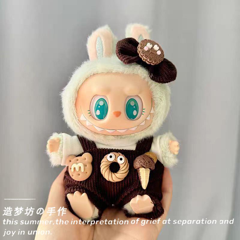 拉布布娃衣官方正品前方高能labubu服饰马卡龙娃衣搪胶一二代卫衣