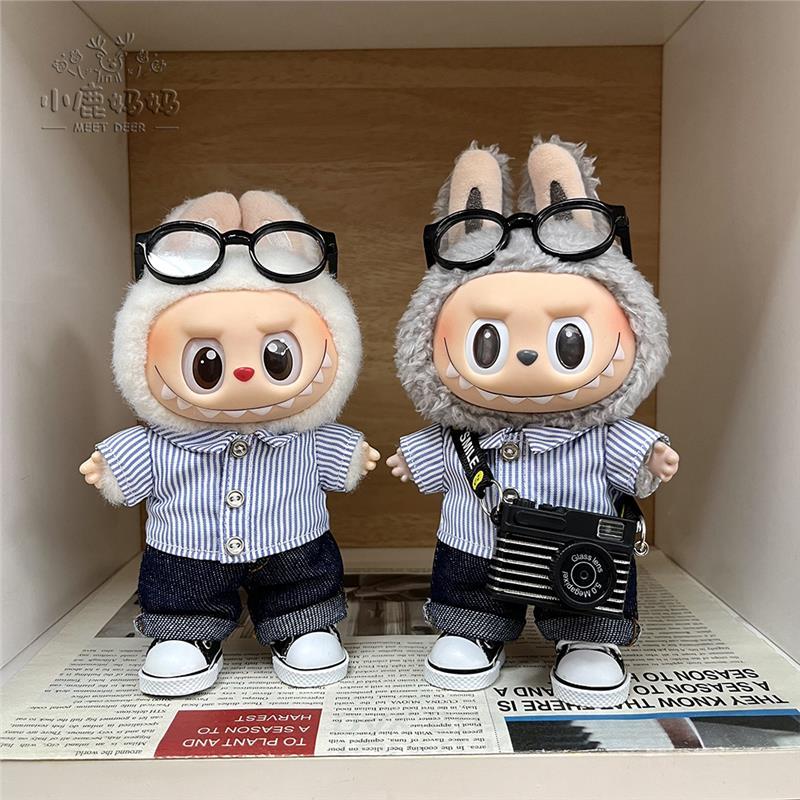 拉布布娃衣labubu玩偶衣服娃衣小夏日马卡龙一二三代搪胶公仔衬衫