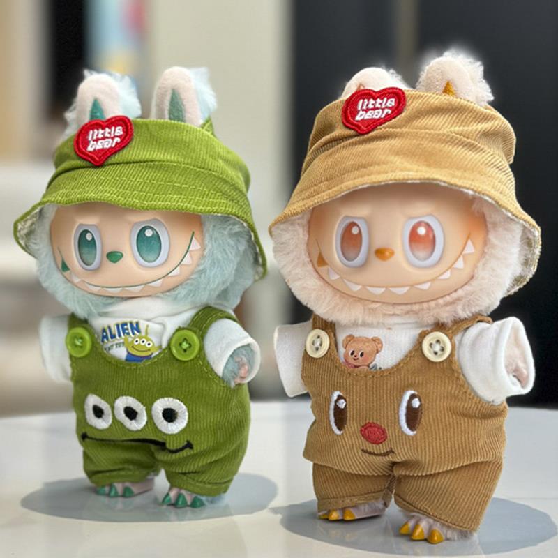 拉布布娃衣玩偶正品前方高能3.0labubu公仔衣服17cm挂件马卡龙一