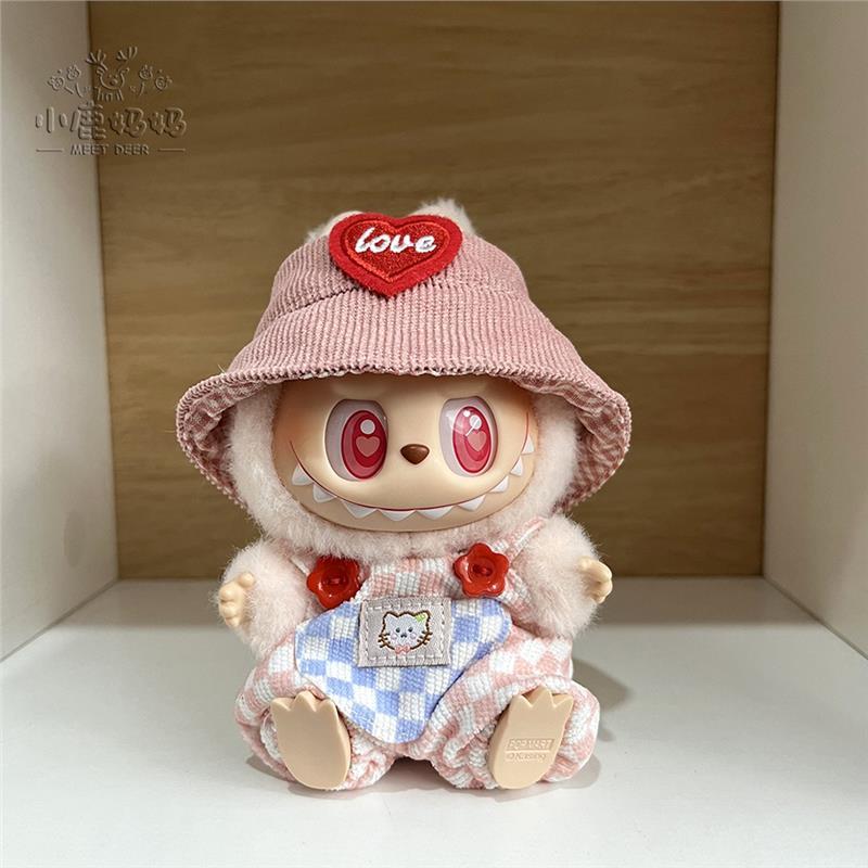 拉布布娃衣labubu玩偶衣服娃衣挂件公仔粉帽子背带裤套装坐坐派对