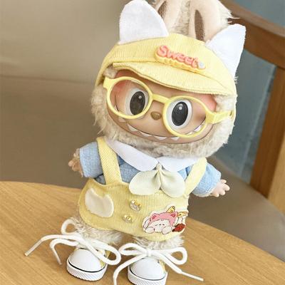 拉布布娃衣官方正品一代二代17cm搪胶公仔labubu坐坐派对着替换装