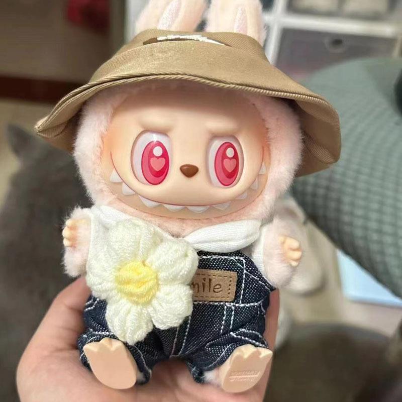 拉布布娃衣玩偶正品labubu坐坐派对一代二代坐姿公仔服装17cm的马