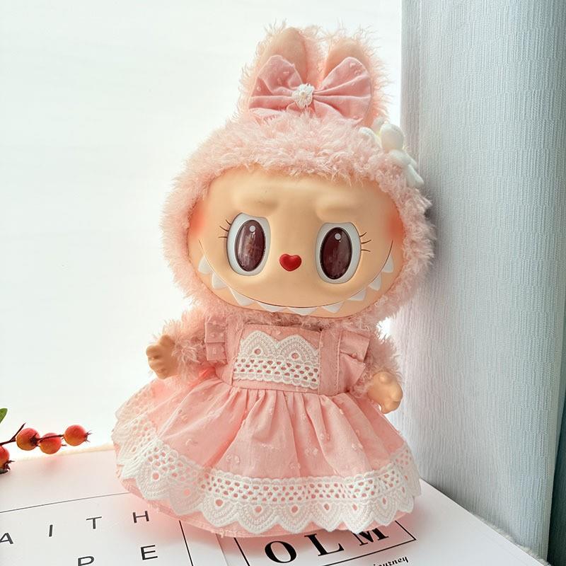 拉布布娃衣官方正品38cm搪胶毛绒娃娃衣服着替Labubu公仔衣服MOKO