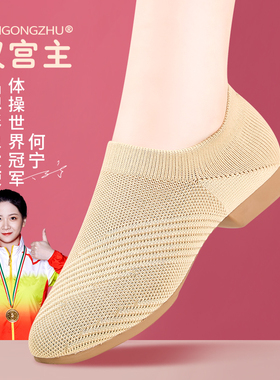 汉宫主新款舞蹈鞋飞织布古典练功鞋室外跳舞广场舞鞋低跟教室鞋