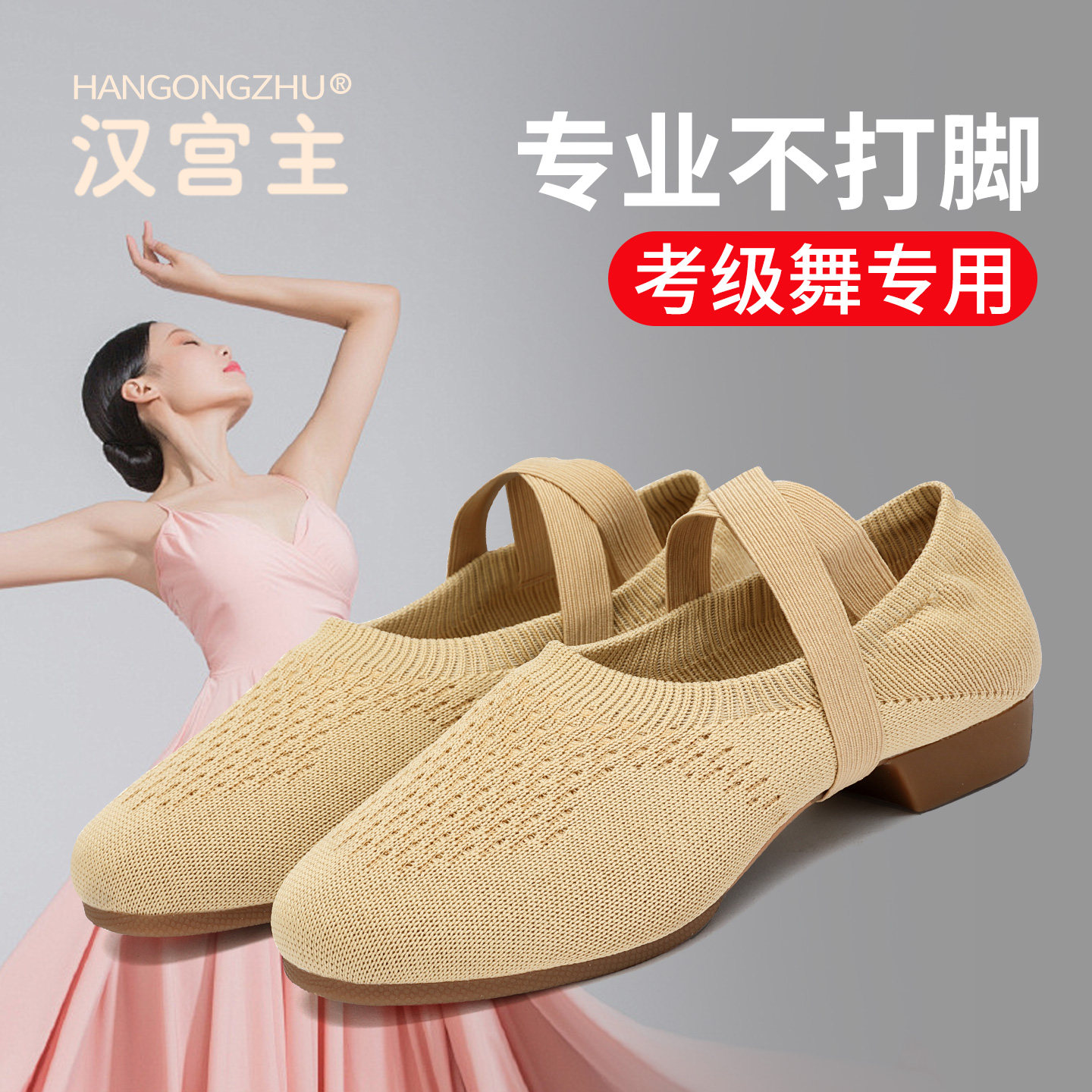 汉宫主专业舞蹈鞋考级舞鞋拉丁舞古典舞专用鞋中老年飞织广场舞鞋