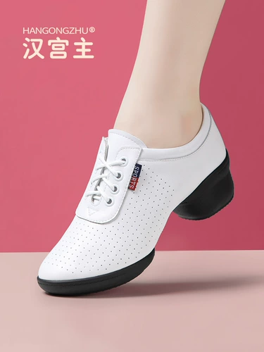 Белая обувь, летние танцующие туфли, из натуральной кожи, мягкая подошва