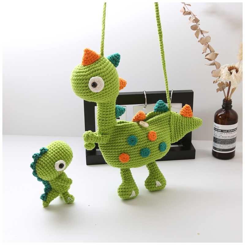 儿童小恐龙包包手工diy材料包钩针牛奶棉毛线编织斜挎包可爱礼物