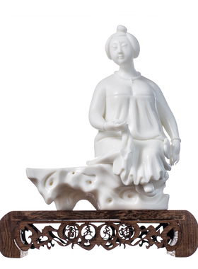 陶瓷摆件悠然自得持扇美女