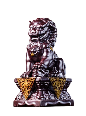 陶瓷摆件复古釉狮子一对