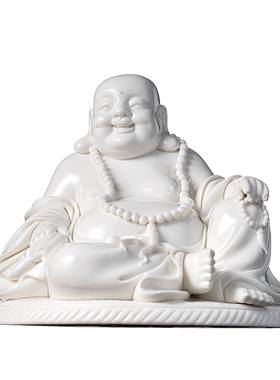 陶瓷摆件坐蒲团布袋和尚