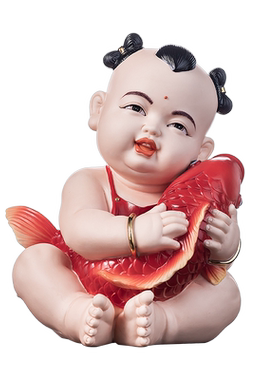 陶瓷摆件年年有余女娃娃小童子