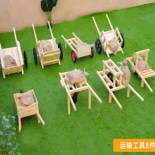 幼儿园运动玩具独轮车黄包车农用车平衡车协力车户外木质运输工具