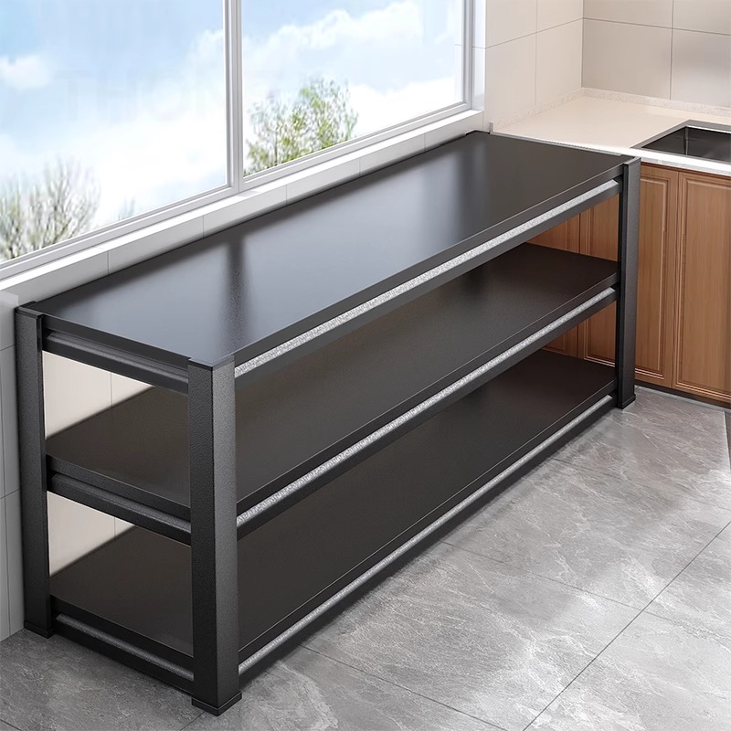 厨房置物架落地三层收纳层架微波炉整体橱柜家用台面延长工作台置