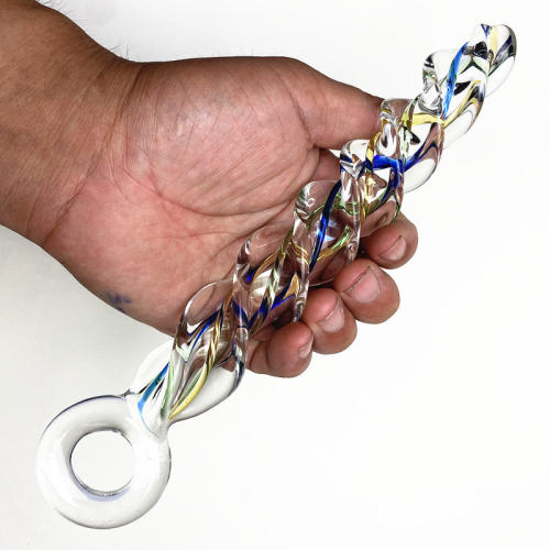 Adult encrypted threaded glass dildo, threaded anal plug, s