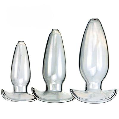 A self-pleasuring toy made of glass for use inside the anus.