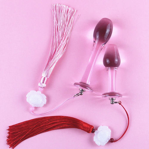 Pull ring anal plug female glass dildo back massager glass