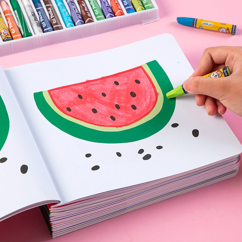 幼儿园宝宝学涂色画画本3到6岁西瓜儿童岁女涂鸦画水果填色绘图本