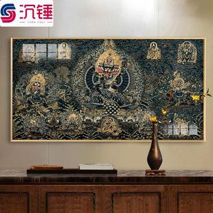 大威德金刚装饰画三世佛唐卡挂画佛堂客厅书房释迦牟尼藏式佛壁画