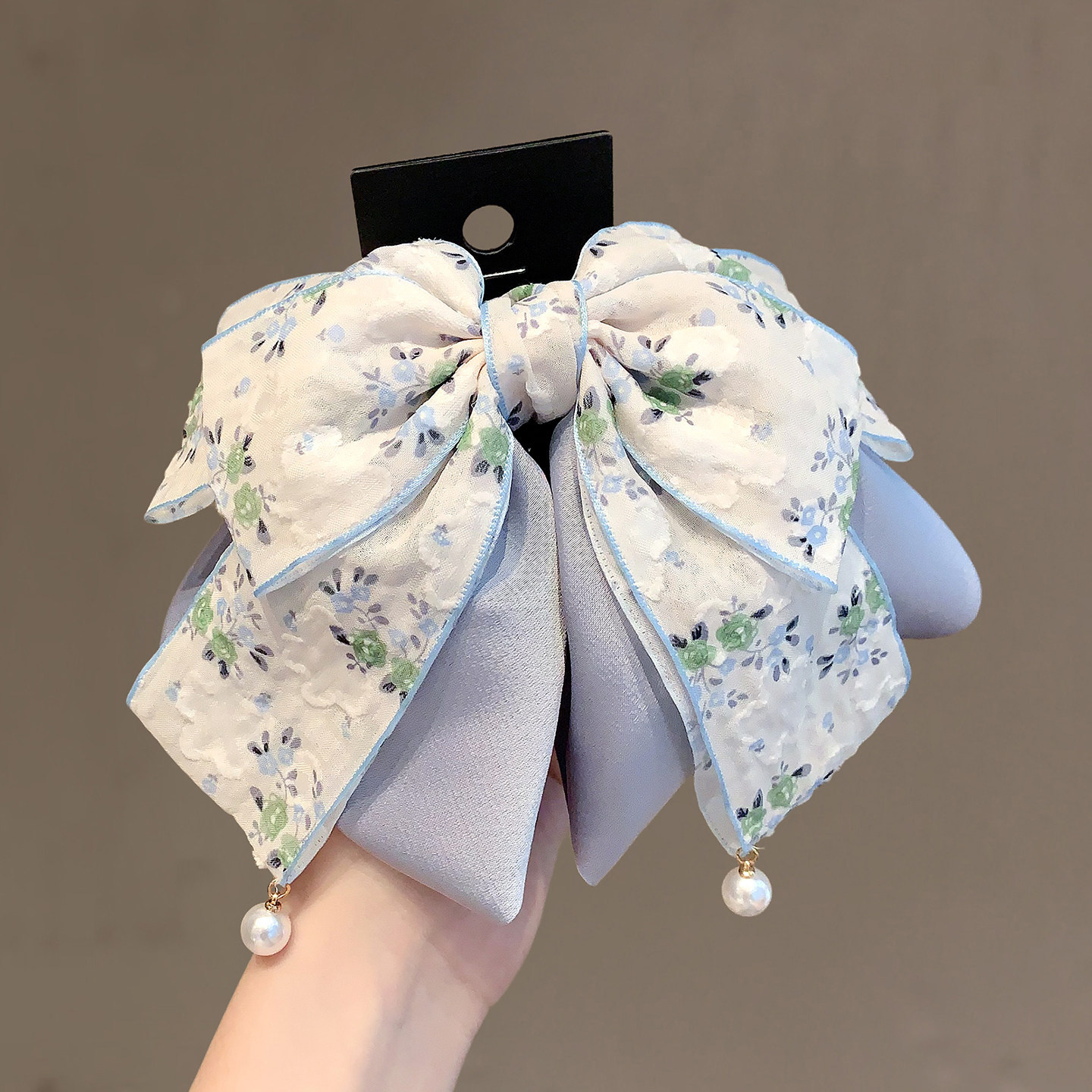 轻奢珍珠小碎花蝴蝶结发夹女温柔