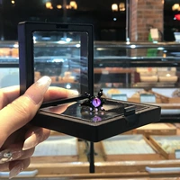 Черное кольцо, прозрачная металлическая подарочная коробка