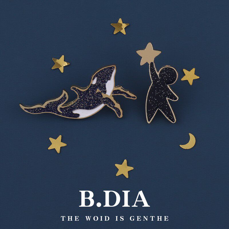 原创为你摘星卡通胸针礼物新款情侣学生表白合金金属徽章百搭饰品