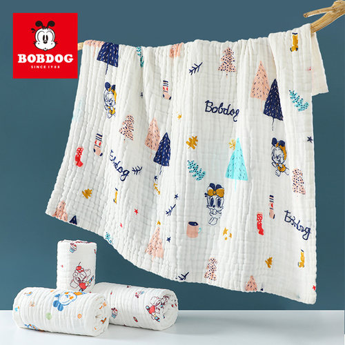 巴布豆婴儿泡泡纱纯棉浴巾四季款