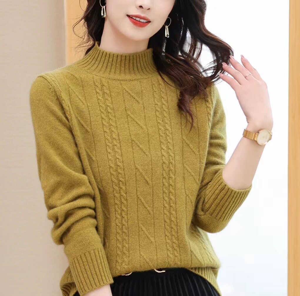 专柜正品双鹿羊毛衫2023女冬季加厚保暖藏羊绒套头针织衫