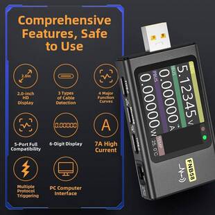 FNIRSI-FNB58 USB电压电流表Type-C快充功率测试仪QC/PD协议诱骗