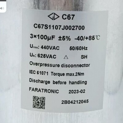 440vac 3x100uf C67S1107J002700 450v 400v 3x111uf 法拉电容器