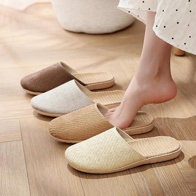 亚麻编织拖鞋超轻防滑透气吸汗
