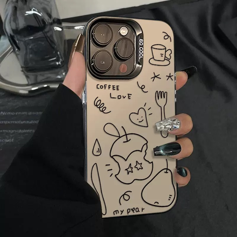 小众简约线条水果涂鸦手机壳