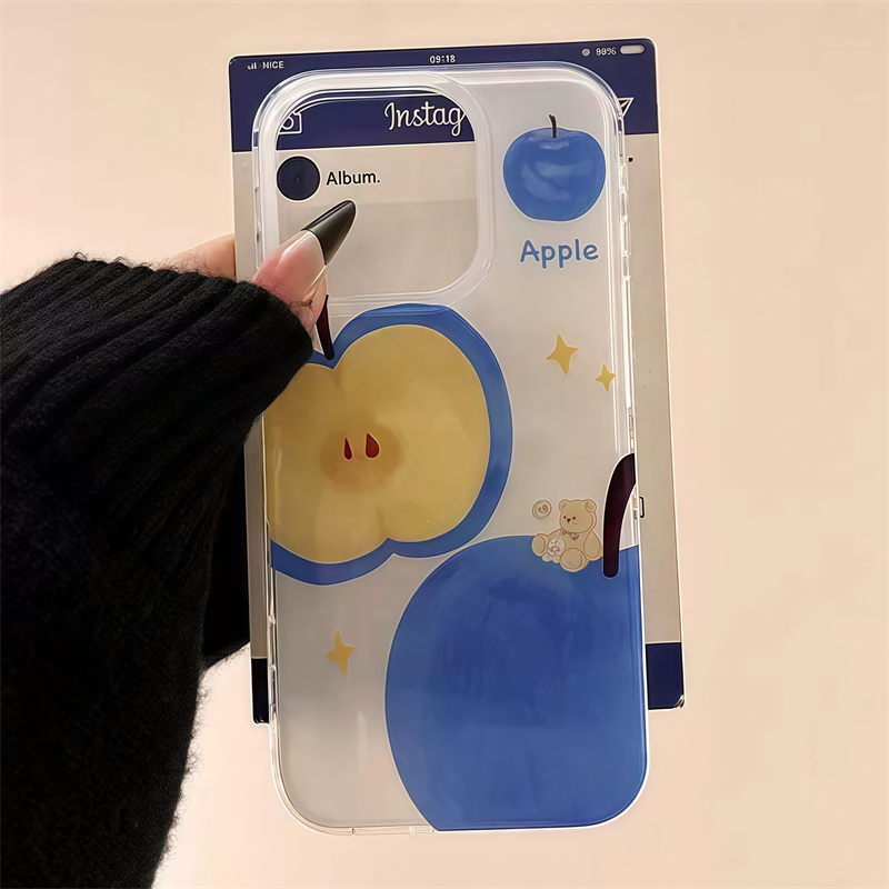 夏日ins简约蓝色苹果手机壳