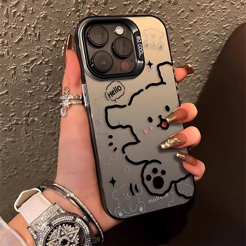 线条小狗适用苹果16promax手机壳新款外壳iphone15pro高级感14plus创意12全包防摔11超火的13小众情侣男女生