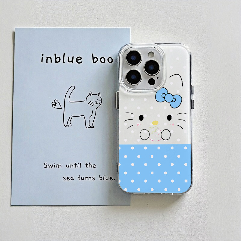 蓝波点卡通可爱kitty猫手机壳