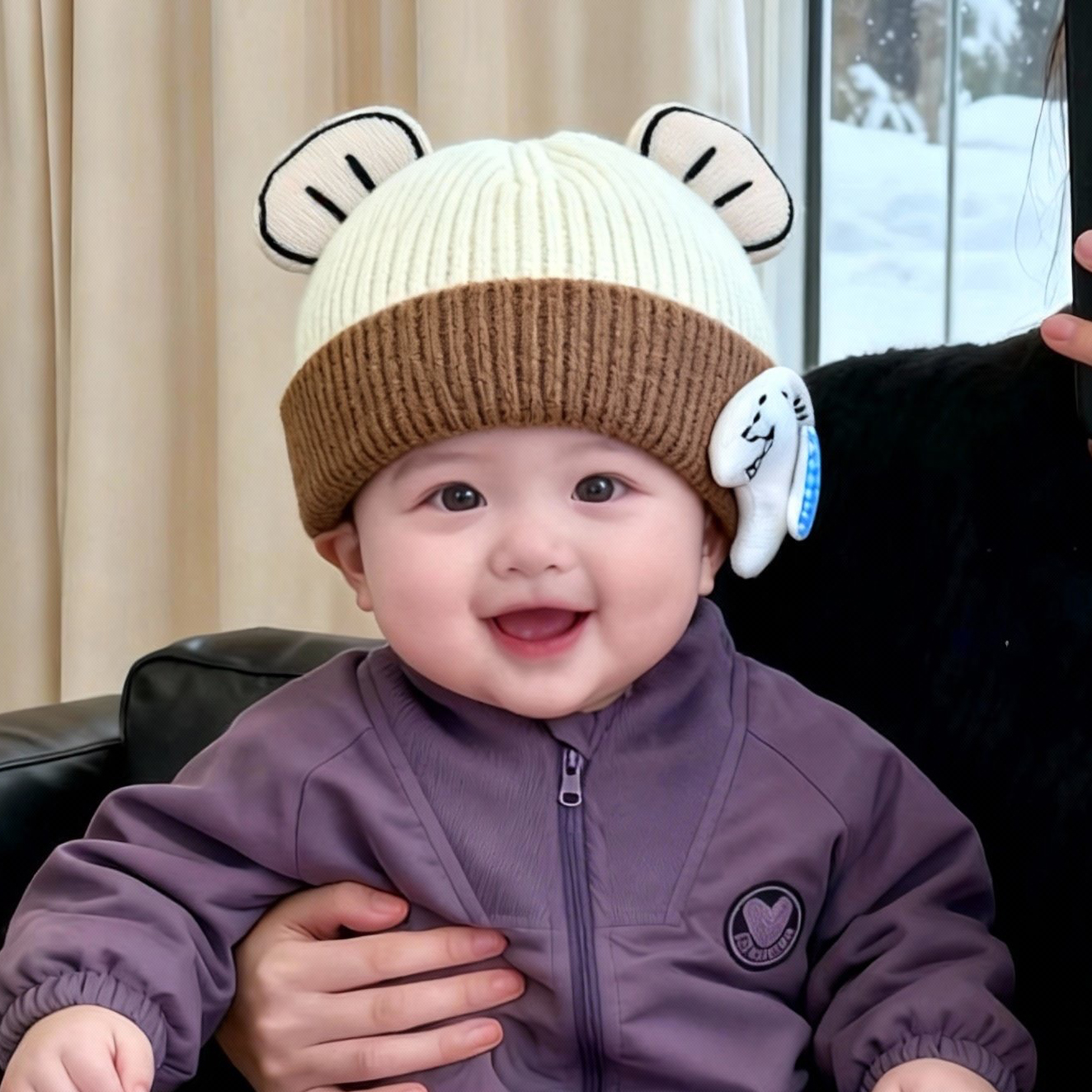 婴儿加厚可爱小月龄针织帽